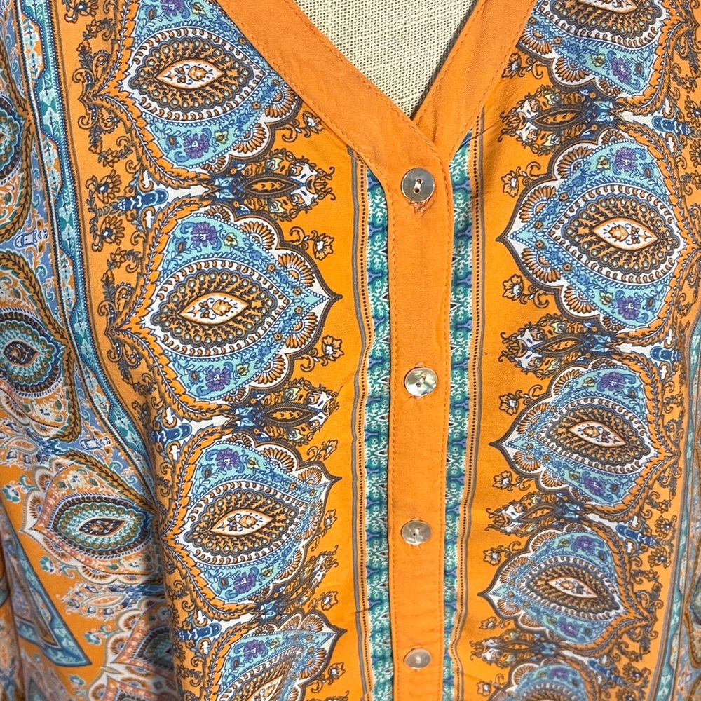 Ruby Rd size XL tunic blue and orange - Picture 2 of 6
